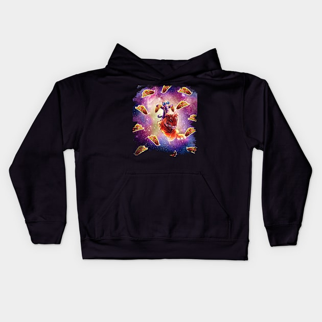 Thug Space Cat On Tiger Unicorn - Taco Kids Hoodie by Random Galaxy